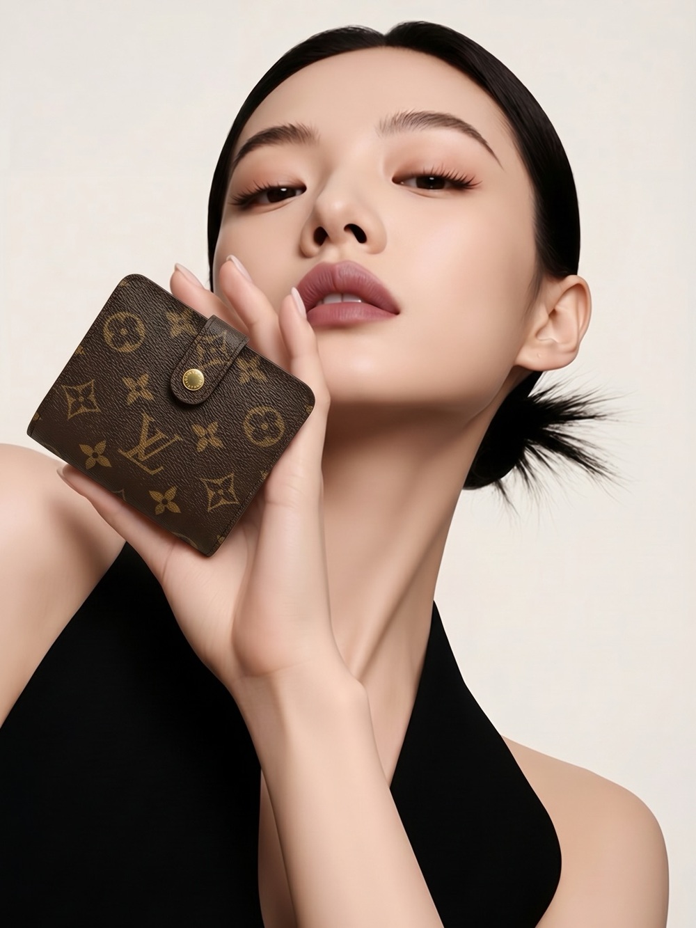 Louis Vuitton Monogram Canvas Small Snap Wallet in Brown and Gold